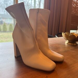 Steve Madden Cream High Block Heel Ankle Boots